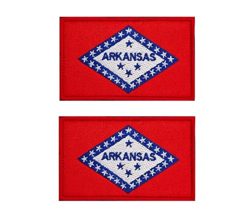 Siwenjiang Arkansas Aufnäher mit rechteckiger Flagge, bestickt, mit Klettverschluss, 2 Stück von Siwenjiang