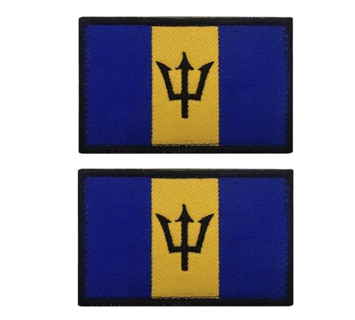 Siwenjiang Barbados-Flagge, bestickt, dekorative Abzeichen mit Klettverschluss auf der Rückseite für Hüte, Kleidung, Rucksack als Dekoration (Barbados) von Siwenjiang