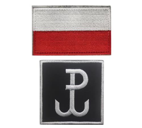 Siwenjiang Bestickter Aufnäher mit polnischer Flagge und Polen Special Force Abzeichen, Polen Polen Military Patches mit Klettverschluss auf der Rückseite, 2 Stück von Siwenjiang