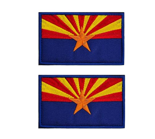 Siwenjiang Bestickter rechteckiger Flaggenaufnäher von Arizona, mit Klettverschluss auf der Rückseite (Arizona), 2 Stück von Siwenjiang