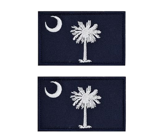 Siwenjiang Bestickter rechteckiger Flaggenaufnäher von South Carolina mit Klettverschluss auf der Rückseite (South Carolina), 2 Stück von Siwenjiang