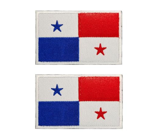 Siwenjiang Panama-Flagge, bestickt, dekorative Abzeichen mit Klettverschluss auf der Rückseite für Hüte, Kleidung, Rucksack als Dekoration (Panama), 2 Stück von Siwenjiang