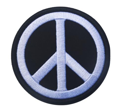 Siwenjiang Peace-Zeichen Weltfrieden bestickte Militär-Patches Abzeichen mit Klettverschluss auf der Rückseite (schwarz) von Siwenjiang