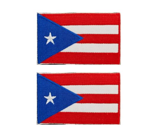 Siwenjiang Puerto Rico-Flagge, bestickt, dekorative Abzeichen mit Klettverschluss auf der Rückseite für Hüte, Kleidung, Rucksack als Dekoration (Puerto Rico), 2 Stück von Siwenjiang