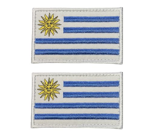 Siwenjiang Uruguay-Flagge, bestickt, dekoratives Abzeichen mit Klettverschluss, Rückseite für Hüte, Kleidung, Rucksack als Dekoration (Uruguay), 2 Stück von Siwenjiang