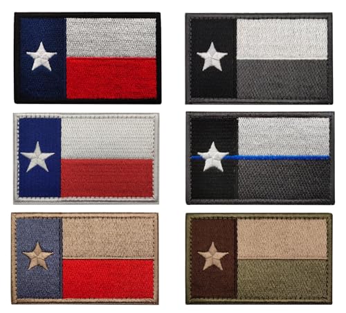 Texas State Lonely Star Flag Patch mit Rückseite, dekorative bestickte Applikationen, 5,1 cm hoch, 8,1 cm breit, 6 Stück von Siwenjiang