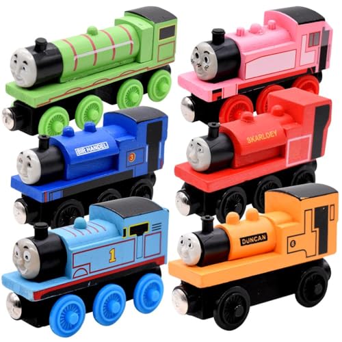 Tho-mas Figuren Spielzeug Cake Topper，6 Stück Teilige Magneteisenbahn,Tho-mas Spielzeugzugmotor，Pull-Back Vehicle Für Thomas,Eisenbahnspielzeug, Tho-mas und seine Freunde Für preschool kids 3 Years an von Sixfox