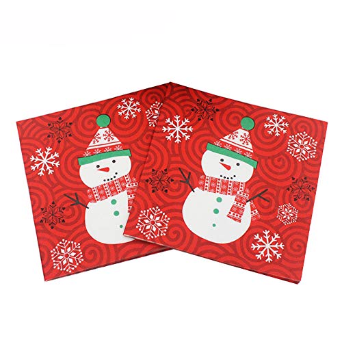 Sixstore XMA3964 Weihnachtspapierservietten, Papierservietten, Partygeschirr, luxuriöses Weihnachtspaket (Schneemann), 33 x 33 cm, 20 Stück von Sixstore