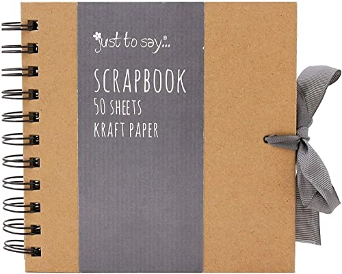 Kraftpapier-Scrapbook mit Schleife, Größe M, 20 x 20 cm, Braun, 50 Blatt von Sixstore