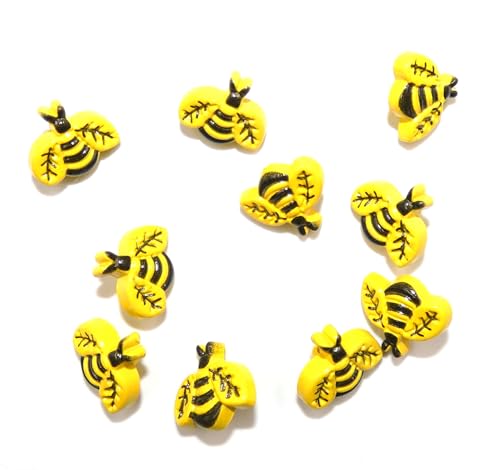 Sixstore Dekorative Hummel-Knöpfe, 10 Stück, Gelb und Schwarz, 18 mm, Bienenknopf, Nähen, Stricken, kleine Bastelverzierungen von Sixstore