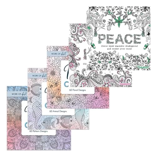 Sixstore Malbücher für Erwachsene, Set mit 5 Büchern, Designs - Tier-, Blumen-, Muster-, Liebes- und Friedens-Illustrationen - Achtsamkeits- und Entspannungs-Zeichenblock Sixstore Malbücher für Erwachsene, Set mit 5 Büchern, Designs - Tier-, Blumen-, Muster-, Liebes- und Friedens-Illustrationen - Achtsamkeits- und Entspannungs-Zeichenblock von Sixstore