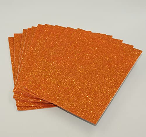 sixstore A5 selbstklebende Glitzer-Schaumstoffbögen – Kreatives Kunstzubehör für Kinder, saisonales Basteln und Dekorationen, 10 Stück (Orange) von Sixstore