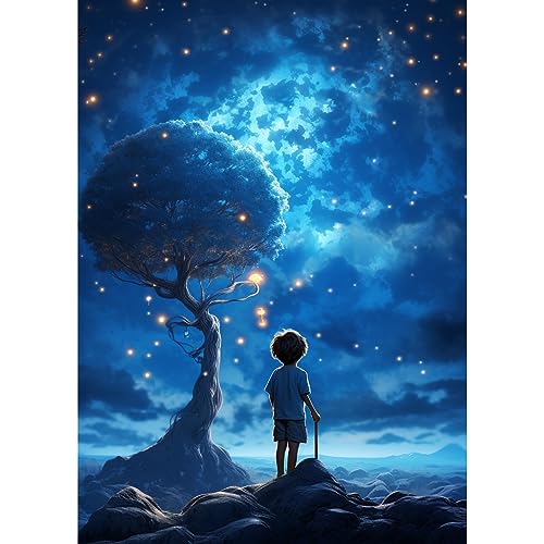 Siyurongg Junge und Baum 5D Diamant Painting Kits Full Drill,Mosaik Kristall Strass Diamant Stickerei Kunst Bilder, DIY Kunst Bastelbedarf für Erwachsene, Kinder, Zuhause, Wanddekoration - 30 * 40 cm von Siyurongg