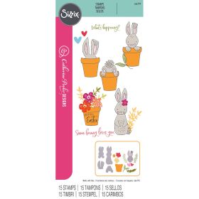 Klarsichtstempel-Set 12-teilig "Bunny Bits & Blooms" von Sizzix