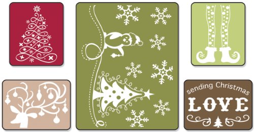 Prägeschablonen für strukturiertes Stanzen, 5er-Packung, „Sending Christmas Love“ von Rachael Bright von Sizzix