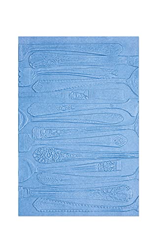 Sizzix 3-D Textured Impressions Embossing Folder Silverware von Eileen Hull | 666047 | Kapitel 4 2022 Emboss, Papier, Grey, One Size von Sizzix