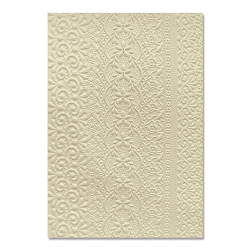 Sizzix 666511 Embossing Folder-Lace by Eileen Hull 3D-Prägeschablone, Spitze, GRAU, 6 von Sizzix