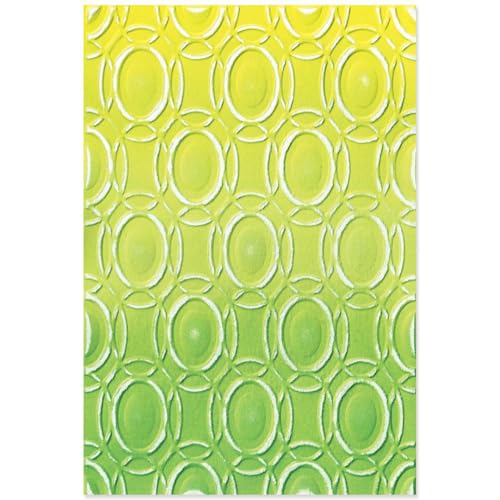 Sizzix 666700 3-D Textured Impressions Embossing Folder Cosmopolitan, by Stacey Park Prägeschablone mit 3D-Struktur, kosmopolitisch, goldene Ringe, mehrfarbig, Einheitsgröße von Sizzix