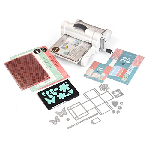 Sizzix Big Shot Plus Starter Kit, Manuelle Stanz- und Prägemaschine mit Bigz L, Thinlits und Framelits-Schablonen, Prägeschablone und Cardstock, Größe A4 (21 cm) von Sizzix