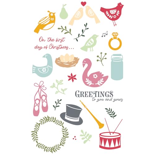 Sizzix Catherine Pooler Briefmarken-Set 12 Days of Christmas, A5, transparent, farblos von Sizzix