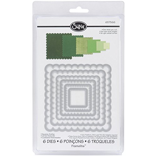 Sizzix Framelits Stanzen Squares Scallop, 6er Set, Mehrfarbig von Sizzix