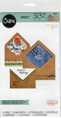 Sizzix Framelits Stanzformen-Set mit Umschlägen, A2 und A7, Weihnachten, von Katelyn Lizardi, 10 Stück, mehrfarbig von Sizzix