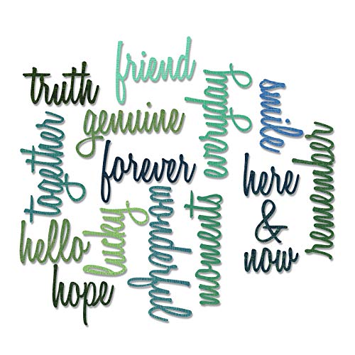 Sizzix, Friendship Words Script by, 16 Pack, Multi Color, One Size Thinlits Stanzschablonen-Set 660225, Freundschafts-Wörter von Tim Holtz, 16 Stück, Mehrfarbig, Einheitsgröße, Papier, Kunststoff von Sizzix