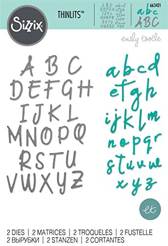 Sizzix 663421 Matrice de découpe Set 2 pcs d'Emily Tootle Thinlits Stanzschablonen, Alphabet, 2 Stück, Kunststoff Papier, Mehrfarbig, one size von Sizzix