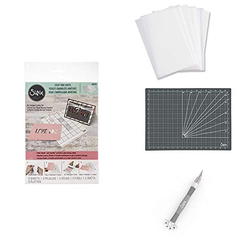 Sizzix Schneidzubehör Bundle, A3 Schneidematte, Multi-Tool, Schablonenfolie & Sticky Grid Blätter von Sizzix