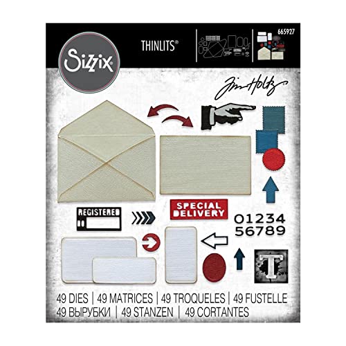 Sizzix Sizzx Thinlits Stanzschablonen 48PK Postale von Tim Holtz | 665927 | Kapitel 3 2022, Kunststoff Papier, Multicolour, One Size von Sizzix