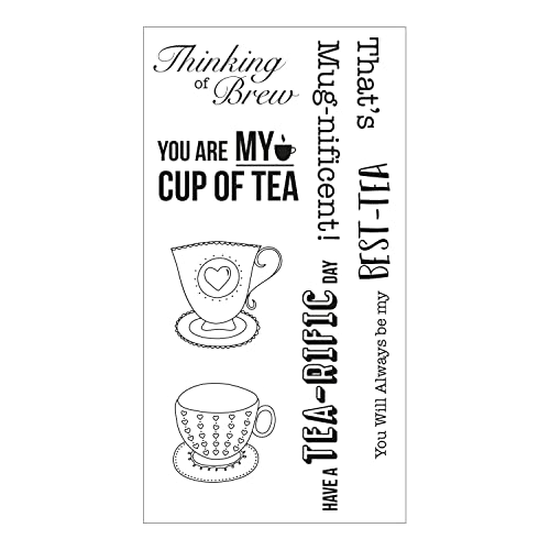 Sizzix Stempel-Set, transparent, 7 Stück, Tea-rific von Jennifer Ogborn | 666033 | Kapitel 4 2022 Stamps, Acryl, Papier, Grey, One Size von Sizzix