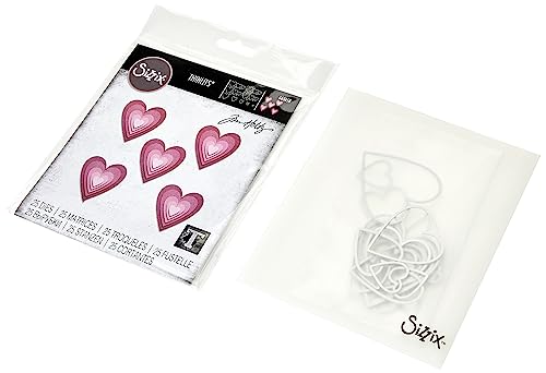 Sizzix Thinlits Stanzform Set 25PK gestapelte Fliesen Herzen von Tim Holtz, 665858 von Sizzix