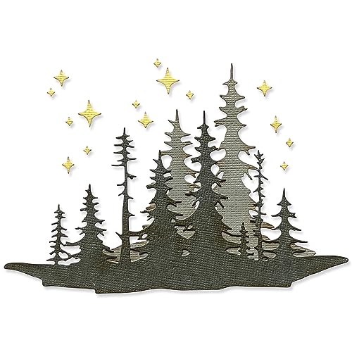 Sizzix Thinlits Stanzformenset Forest Shadows von Tim Holtz | 666334 | Hauchdünne Stanzformen aus Metall für Scrapbooking, Prägen, Journaling, Papier Kunststoff, Wald, One Size von Sizzix