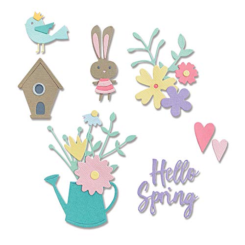 Sizzix Thinlits Stanzschablone 665091 Hello Spring von Olivia Rose 16er Pack Cutting dies, Multicolore, Einheitsgröße von Sizzix