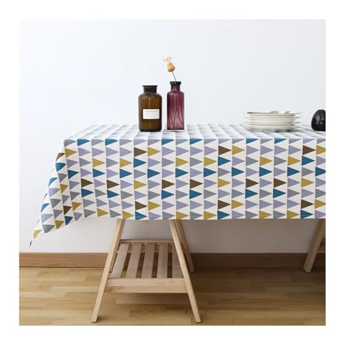 Abwaschbare Tischdecke 135X180CM, Leinen Tischdecke Abwaschbar Einfaches Modernes Dreieck Blau Grau Abwaschbare Tischdecke Rechteck von Skcess