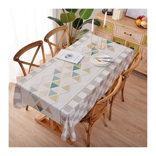 Abwaschbare Tischdecke 137X80CM, PVC Tablecloth Plaid Grün Grau Tischtuch Rechteck für Wohnzimmer, Esszimmer, Balkon, Garten von Skcess