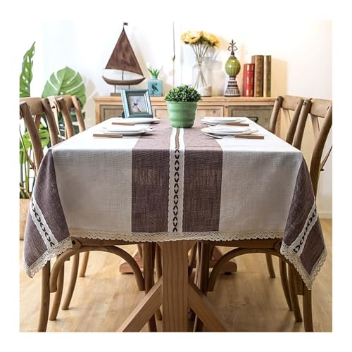 Abwaschbare Tischdecke 140x220CM, Polyester Tischdecke Streifen Dunkel Lila Tischdecke Abwaschbar Rechteck von Skcess