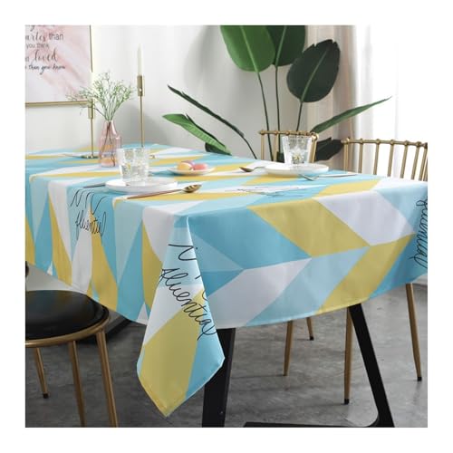 Abwaschbare Tischdecke Blau, Polyester Tablecloth Rhombus Tischdecke Abwaschbar Rechteck 135X200CM von Skcess