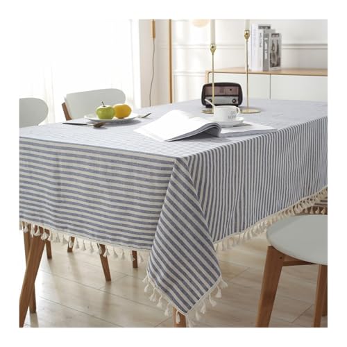 Abwaschbare Tischdecke Blau, Polyester Tischtuch Streifen Tischtuch Rechteck 100x140CM für Wohnzimmer, Esszimmer, Balkon, Garten von Skcess