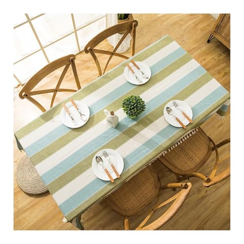 Abwaschbare Tischdecke Blaugrün, Polyester Tablecloth Streifen Tischdecke Outdoor Quadrat 120x120CM von Skcess