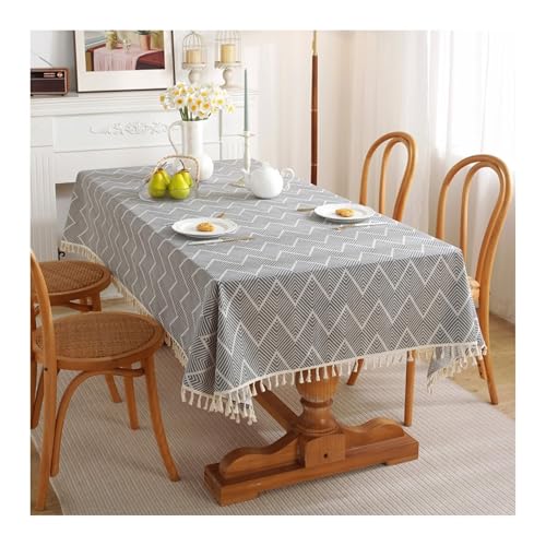 Abwaschbare Tischdecke Grau, Baumwolle Tablecloth Welle Mit Quaste Abwaschbare Tischdecke Quadrat 120x120CM von Skcess