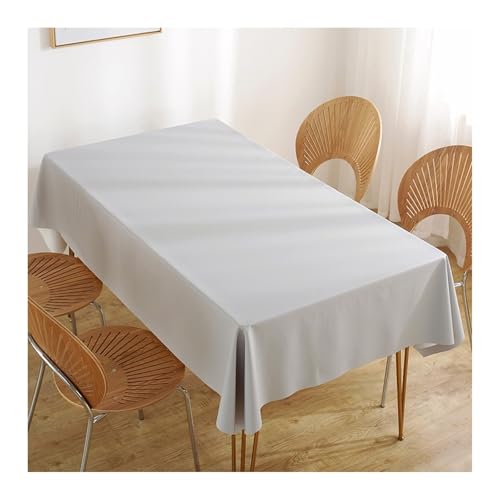 Abwaschbare Tischdecke Grau, PVC Tischdecke Abwaschbar Volltonfarbe Tischdecke Rechteck 150x300CM von Skcess