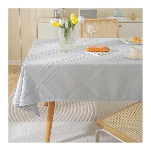 Abwaschbare Tischdecke Graublau, Baumwollleinen Abwaschbare Tischdecke Rhombus Tablecloth Quadrat 135X135CM von Skcess