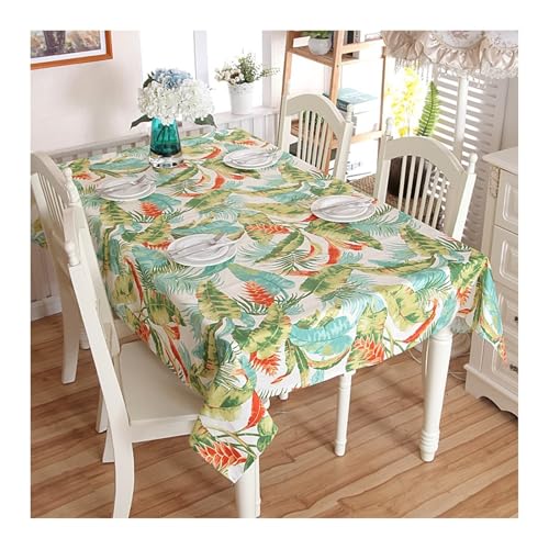 Abwaschbare Tischdecke Grün, Baumwolle Tablecloth Tropischer Regenwald Pflanze Blume Blatt Tischdecke Outdoor Quadrat 90x90CM von Skcess