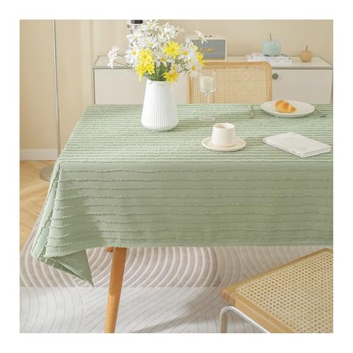 Abwaschbare Tischdecke Grün, Baumwollleinen Tischdecke Abwaschbar Streifen Tablecloth Rechteck 135X260CM von Skcess