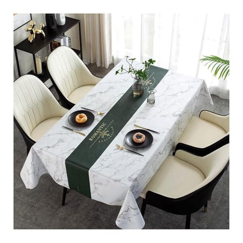 Abwaschbare Tischdecke Grün, PVC Abwaschbare Tischdecke Modernes Marmormuster Tablecloth Rechteck 137X90CM von Skcess