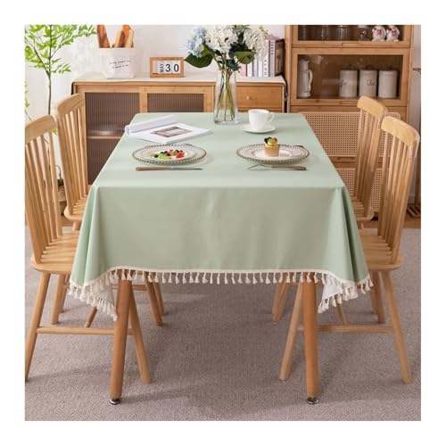 Abwaschbare Tischdecke Grün, PVC Tischdecke Outdoor Einfarbig Mit Quaste Tablecloth Rechteck 150x240CM von Skcess