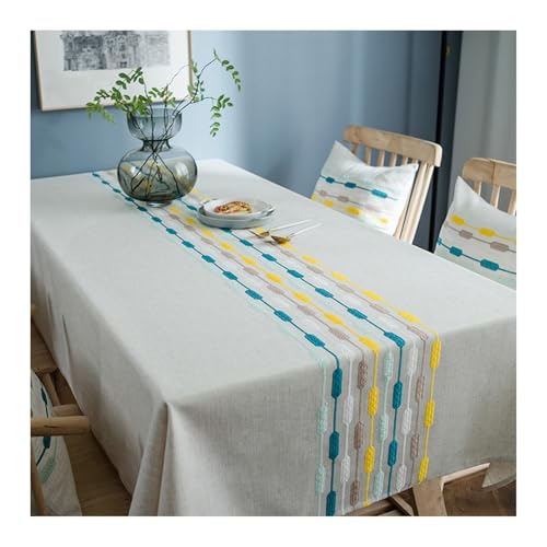 Abwaschbare Tischdecke Grün, Polyester Tischdecke Outdoor Streifen Tischdecke Rechteck 135X220CM von Skcess