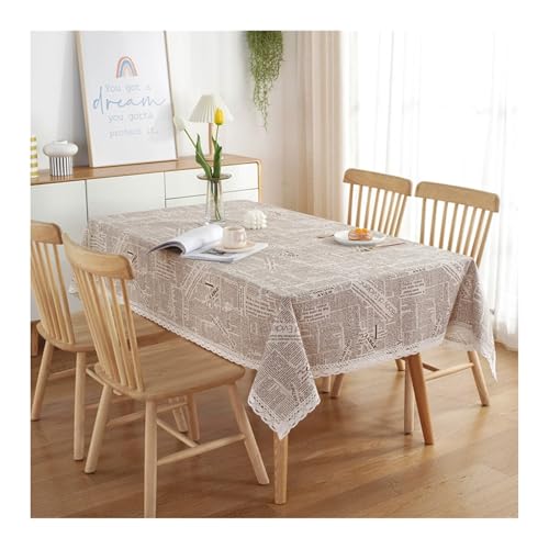 Abwaschbare Tischdecke Kaffee, Polyester-Baumwolle Tablecloth Buchstabendruck Tischdecke Abwaschbar Rechteck 100x140CM von Skcess