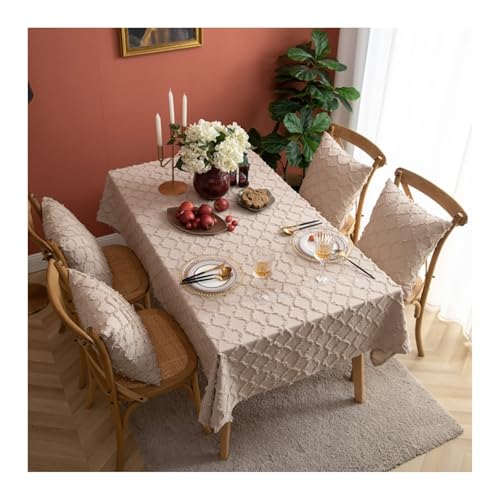 Abwaschbare Tischdecke Khaki, Baumwollleinen Tablecloth Rhombus Tischtuch Rechteck 135X200CM für Wohnzimmer, Esszimmer, Balkon, Garten von Skcess